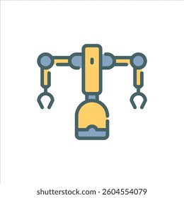 Robot Industry filled outline icon. Robot arm color line illustration.
