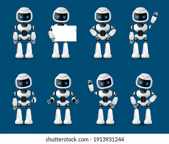 Robot innovation technology science emotions. Animated Artificial Intelligence. Web Design. Robotic Technology Isolated Illustration