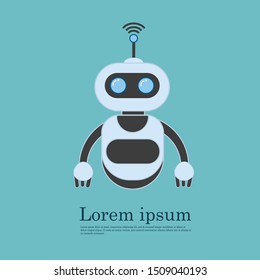 Robot innovation technology science science fiction design 3d vector illustration. Smiling chatbot helping solve problems. greeting is moving. vector illustration.