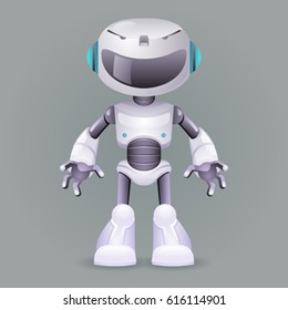 Robot innovation technology science fiction future little cute 3d design vector illustration