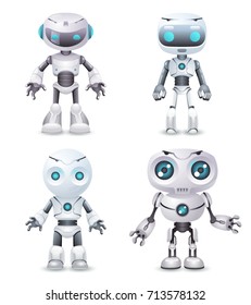 Robot innovation technology science future fiction cute little 3d design vector illustration