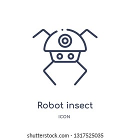 robot insect icon from technology outline collection. Thin line robot insect icon isolated on white background.