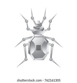 robot insect in silver color-vector drawing