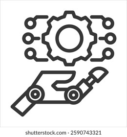 Robot Integration Outline Icon Vector Illustration