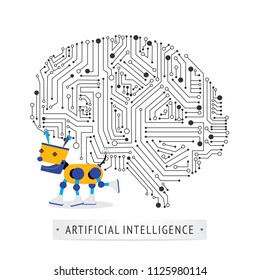 Robot with intelligence artificial concept.