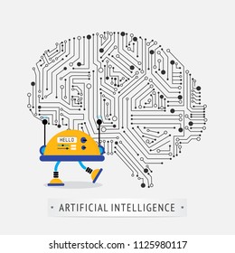Robot with intelligence artificial concept.