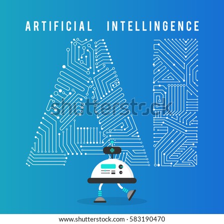 Robot with intelligence artificial concept.