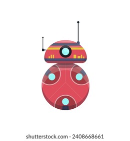 Robot isolated. Assistant android. Futuristic, fictional cyborg, artificial intelligence. Alien, fantastic machine. Funny picture for kids. Flat vector illustration.