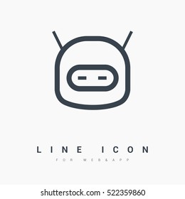 robot isolated minimal icon. happy robot graph line vector icon for websites and mobile minimalistic flat design. 