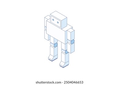 Robot Isometric illustration. Robot 3D isometric icon. Editable stroke isometric vector. Left-standing position.