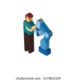 Robot isometric left top view 3D icon