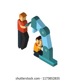 Robot isometric left top view 3D icon