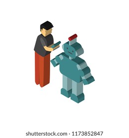 Robot isometric left top view 3D icon