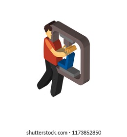 Robot isometric left top view 3D icon
