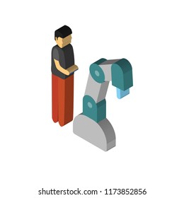 Robot isometric left top view 3D icon