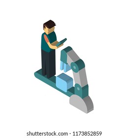 Robot isometric left top view 3D icon