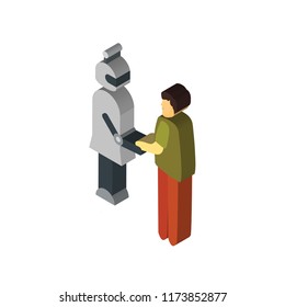 Robot isometric left top view 3D icon