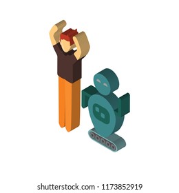 Robot isometric left top view 3D icon