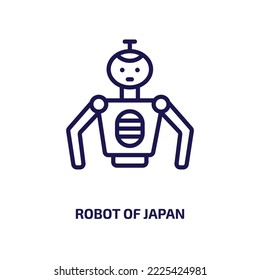 robot of japan icon from other collection. Thin linear robot of japan, robot, cyborg outline icon isolated on white background. Line vector robot of japan sign, symbol for web and mobile