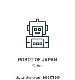 Robot del icono del vector de contorno japonés. Robot negro de línea delgada del icono japón, vector plano ilustración de elemento simple de otro concepto editable trazo aislado en fondo blanco