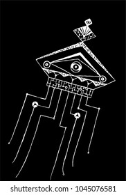 Robot jellyfish on black background