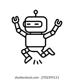 Icono de la línea del Vector del salto del robot en un fondo blanco
Icono de línea de Vector