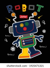 robot junior, vector robot illustration graphic design for print