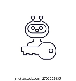 Icono del robot y de la línea dominante en blanco