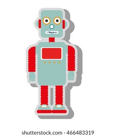Robot kid toy ,black and white isolated flat icon