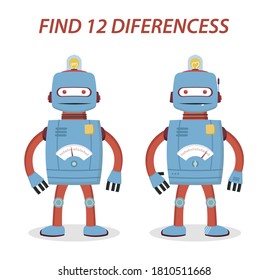 Robot kids game find 12 differences