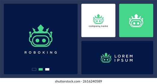 Robot king logo design tech