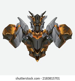 Robot knight American warrior in background, Perfect for T-Shirt Design, Sticker, Poster, Merchandise and E-sport logo