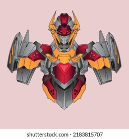 Robot knight American warrior in background, Perfect for T-Shirt Design, Sticker, Poster, Merchandise and E-sport logo