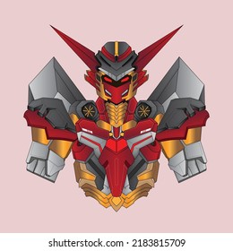 Robot knight American warrior in background, Perfect for T-Shirt Design, Sticker, Poster, Merchandise and E-sport logo