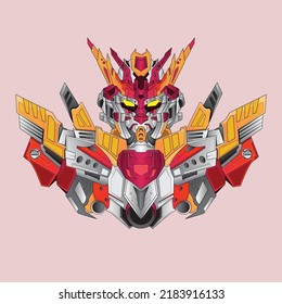 Robot-Ritter amerikanischer Krieger im Hintergrund, Perfekt für T-Shirt-Design, Sticker, Poster, Merchandise und E-Sport-Logo