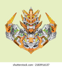Robot-Ritter amerikanischer Krieger im Hintergrund, Perfekt für T-Shirt-Design, Sticker, Poster, Merchandise und E-Sport-Logo