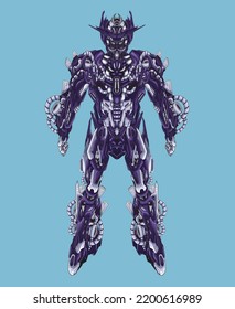 Robot knight warrior in background perfect for tshirt design sticker merchandise