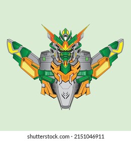 Roboter-Ritterkrieger-Cyborg im Hintergrund, Perfekt für T-Shirt-Design, Sticker, Poster, Merchandise und E-Sport-Logo