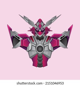 robot knight warrior cyborg in background, Perfect for T-Shirt Design, Sticker, Poster, Merchandise and E-sport logo