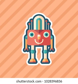 Robot lamp sticker flat icon with color background.
