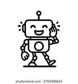 robot laughing vector line icon on a white background
Vector line icon