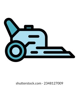 Robot lawn mower icon outline vector. Agriculture equipment. Care machinery color flat