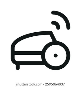 Robot lawn mower UI icon, robot lawnmower simple line user interface vector symbol