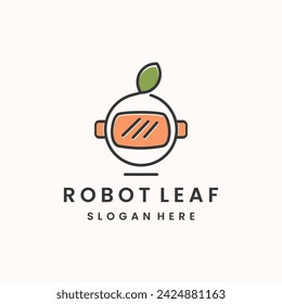 Ilustración vectorial de plantilla de diseño de icono de logotipo de hoja de robot
