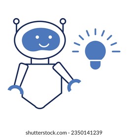 Robot with Light Bulb Icon: A Design for Innovation and Creativity.