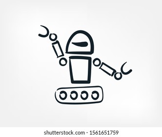 robot line art doodle vector symbol sign concept 