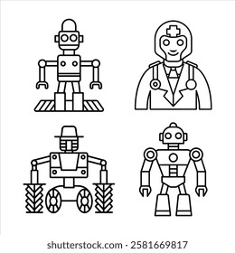robot line art this is a editable file