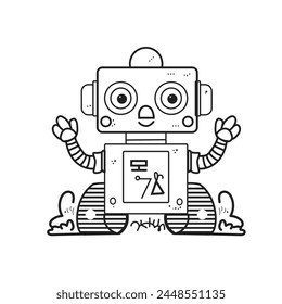 robot line art vector design