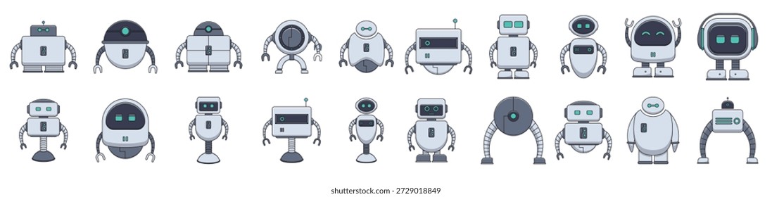 Vector de ilustración lleno de línea de robot 