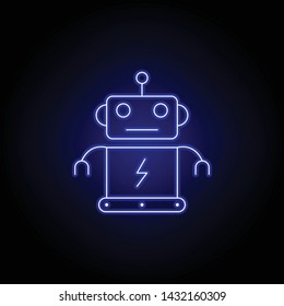 robot line icon in blue neon style. Signs and symbols can be used for web, logo, mobile app, UI, UX